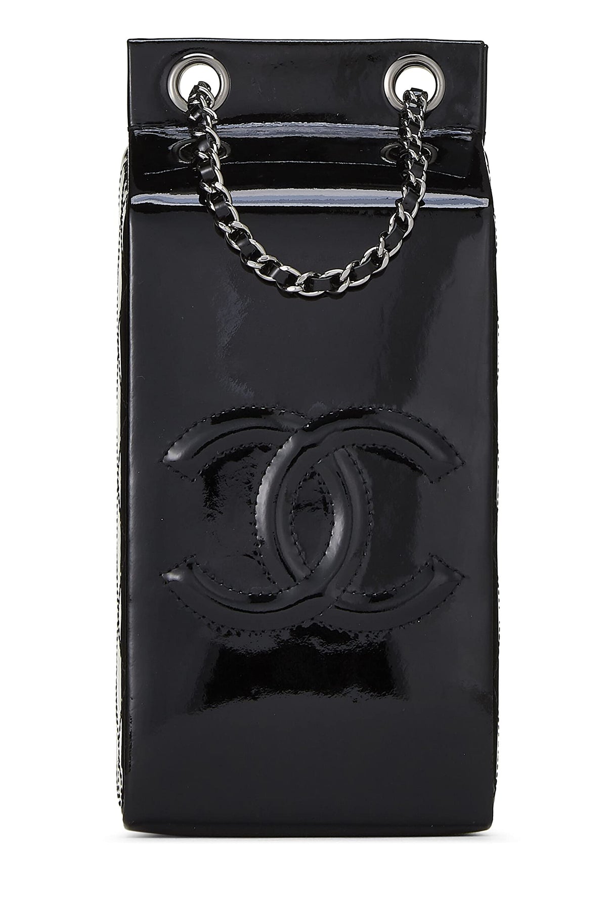 Chanel,  Black Patent Leather Milk Carton Bag, Black