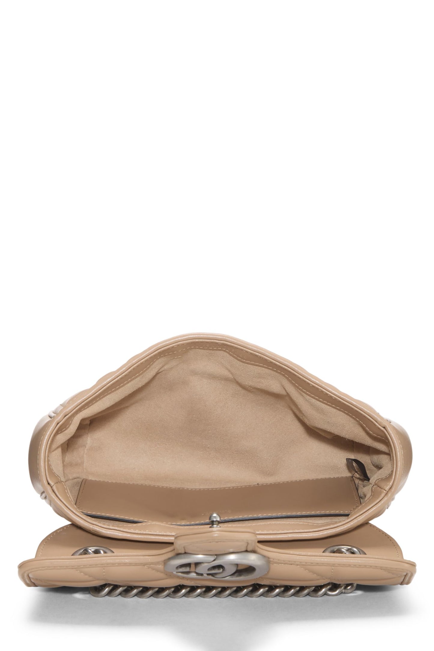 Gucci, Beige Leather Marmont Matelassé Shoulder Bag, Brown