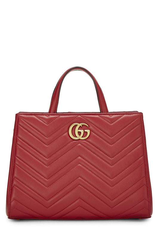 Gucci, Red Leather GG Marmont Top Handle Bag Small, Red