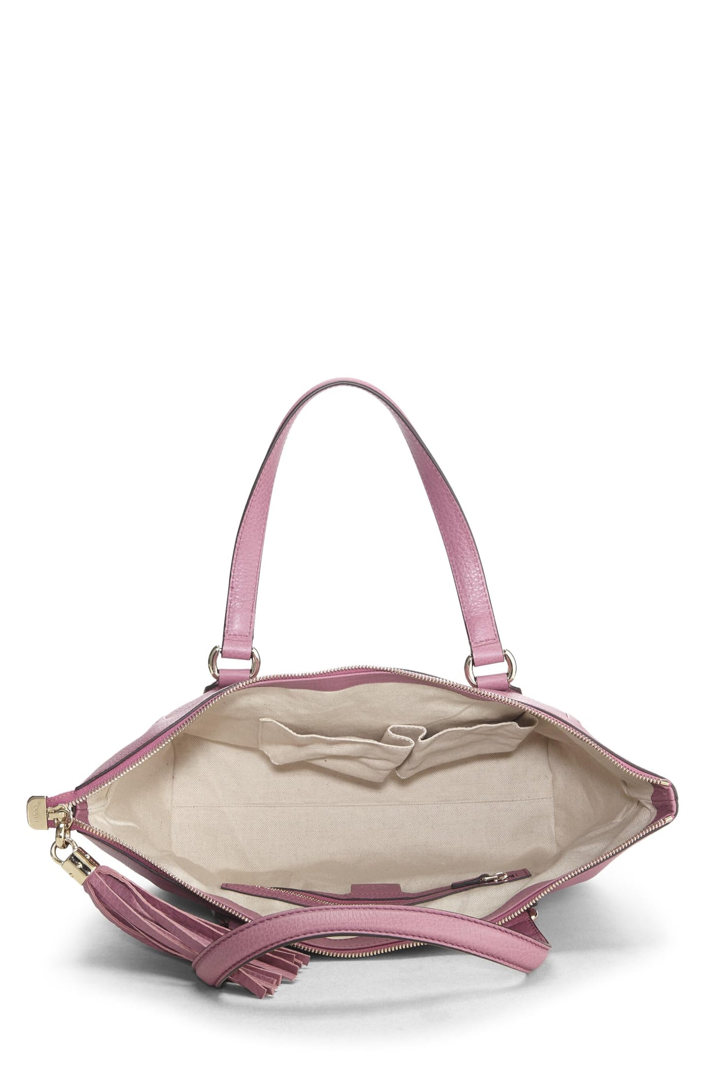 Gucci, Pink Grained Leather Soho Zip Tote, Pink
