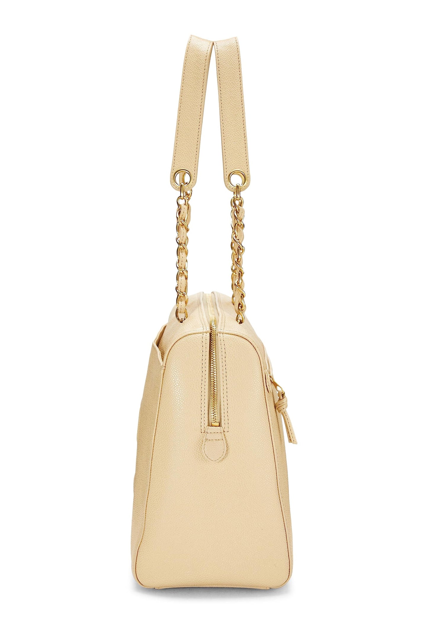 Chanel,  Beige Caviar Zip Tote Small, Beige