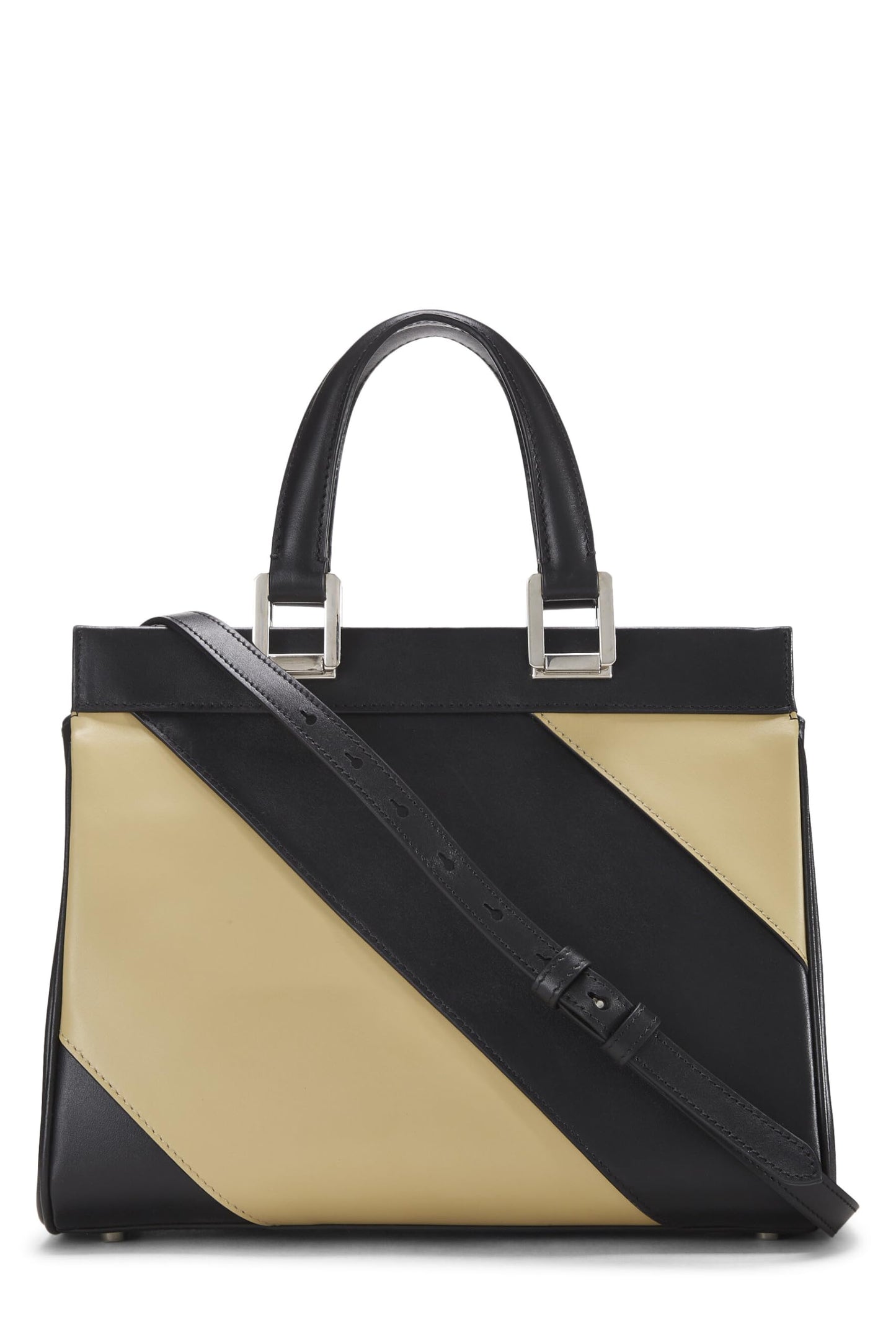 Gucci, Black & Beige Leather Zumi Top Handle Bag Small, Multi