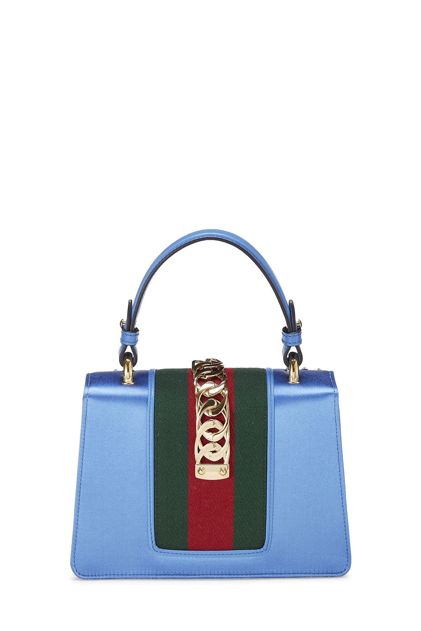 Gucci, Blue Satin Sylvie Handbag Mini, Blue