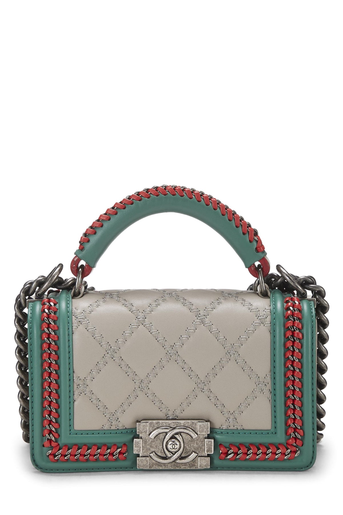 Chanel,  Paris-Salzburg Multicolor Braided Around Top Handle Boy Bag Small, Multi