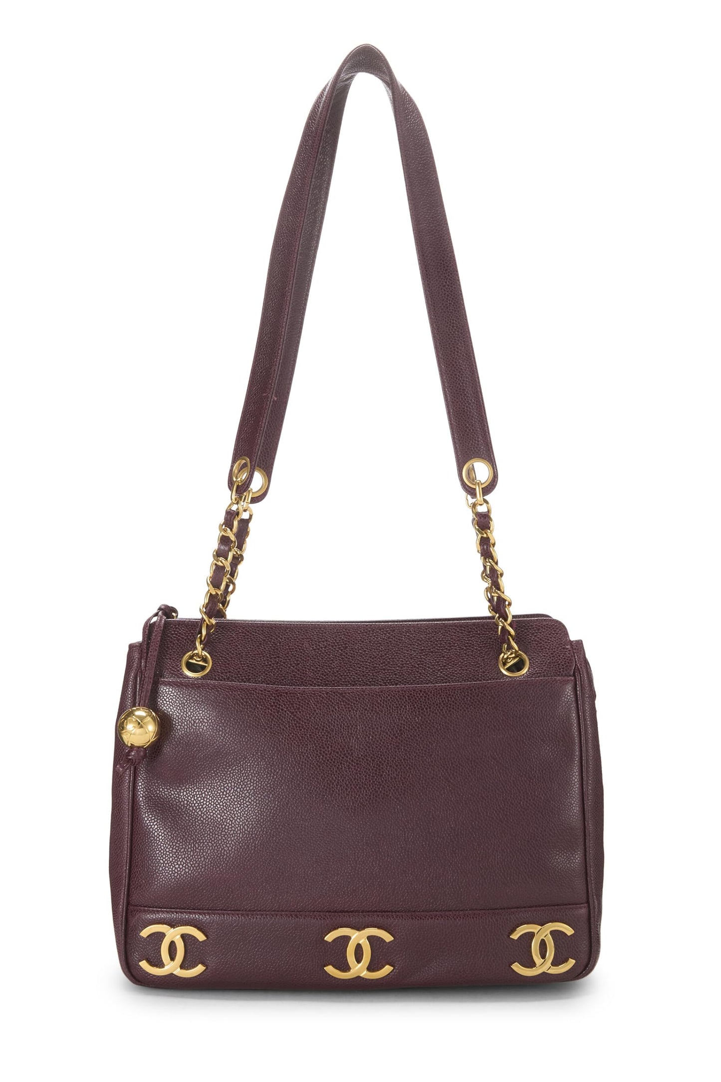 Chanel,  Burgundy Caviar 3 'CC' Tote Large, Burgundy