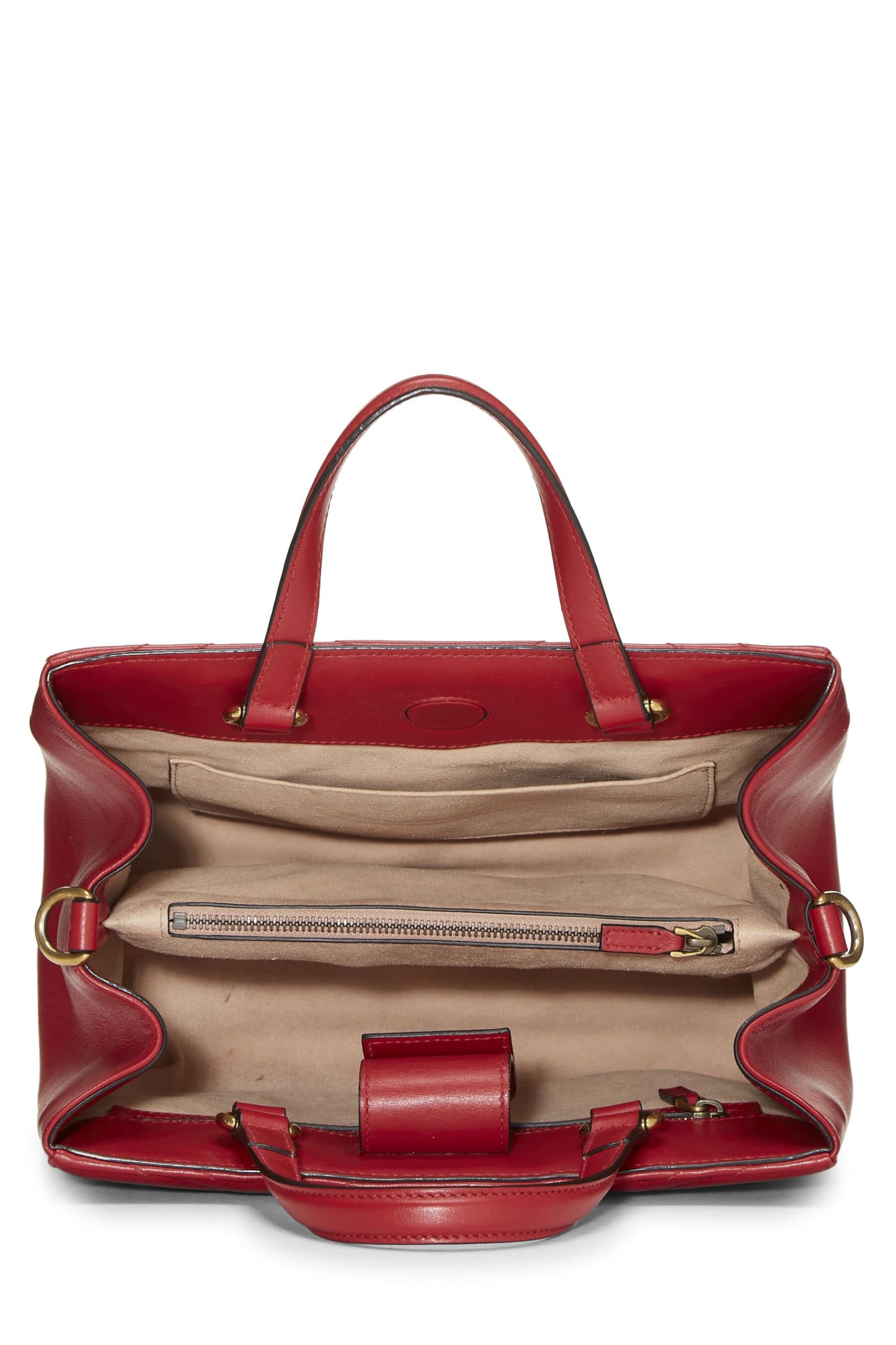 Gucci, Red Leather GG Marmont Top Handle Bag Small, Red