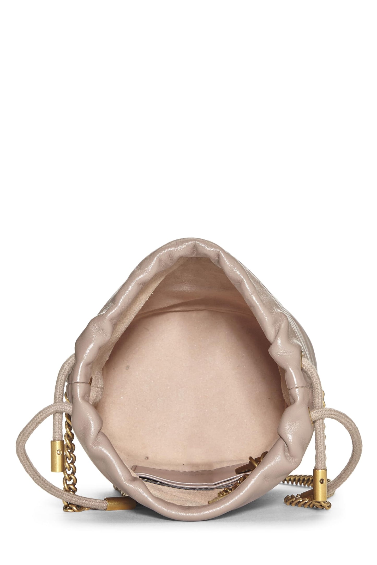 Gucci, Beige Leather GG Marmont Chain Bucket Bag Small, Beige