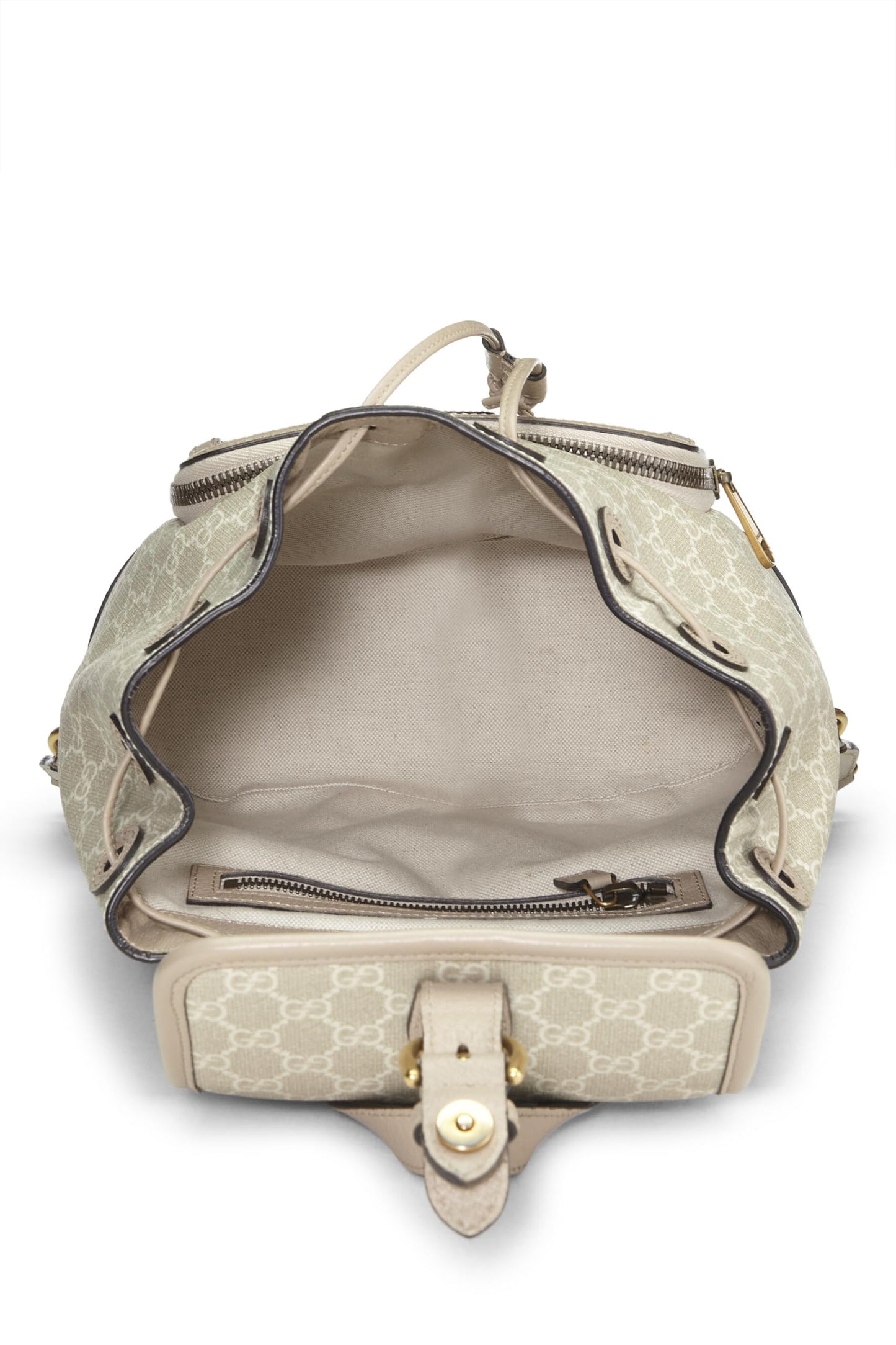 Gucci, Beige GG Supreme Canvas Interlocking GG Backpack, Beige