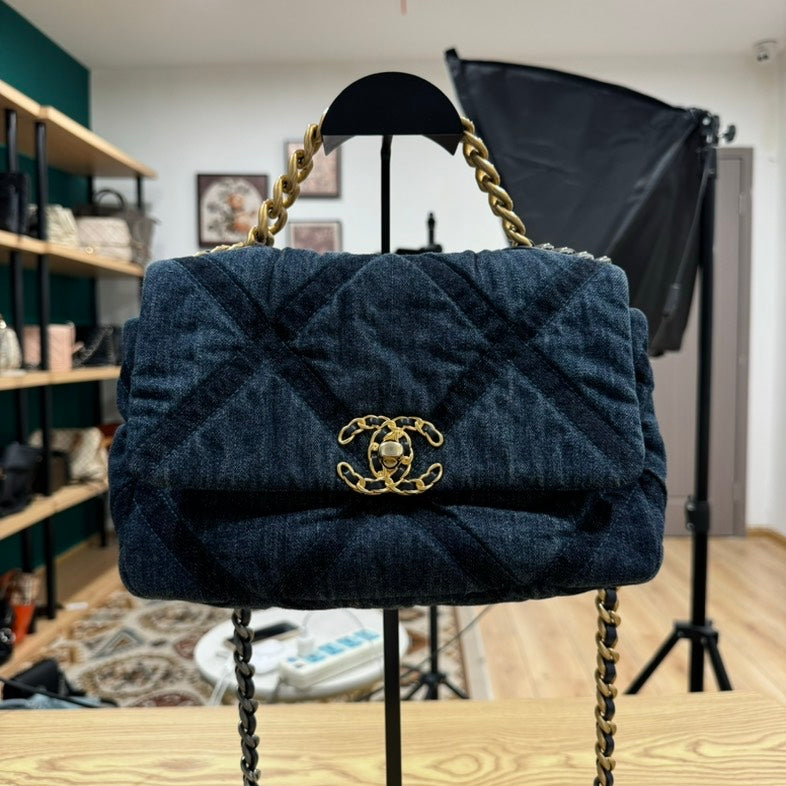 CHANEL Large Denim 19 Flap Bag A24-77