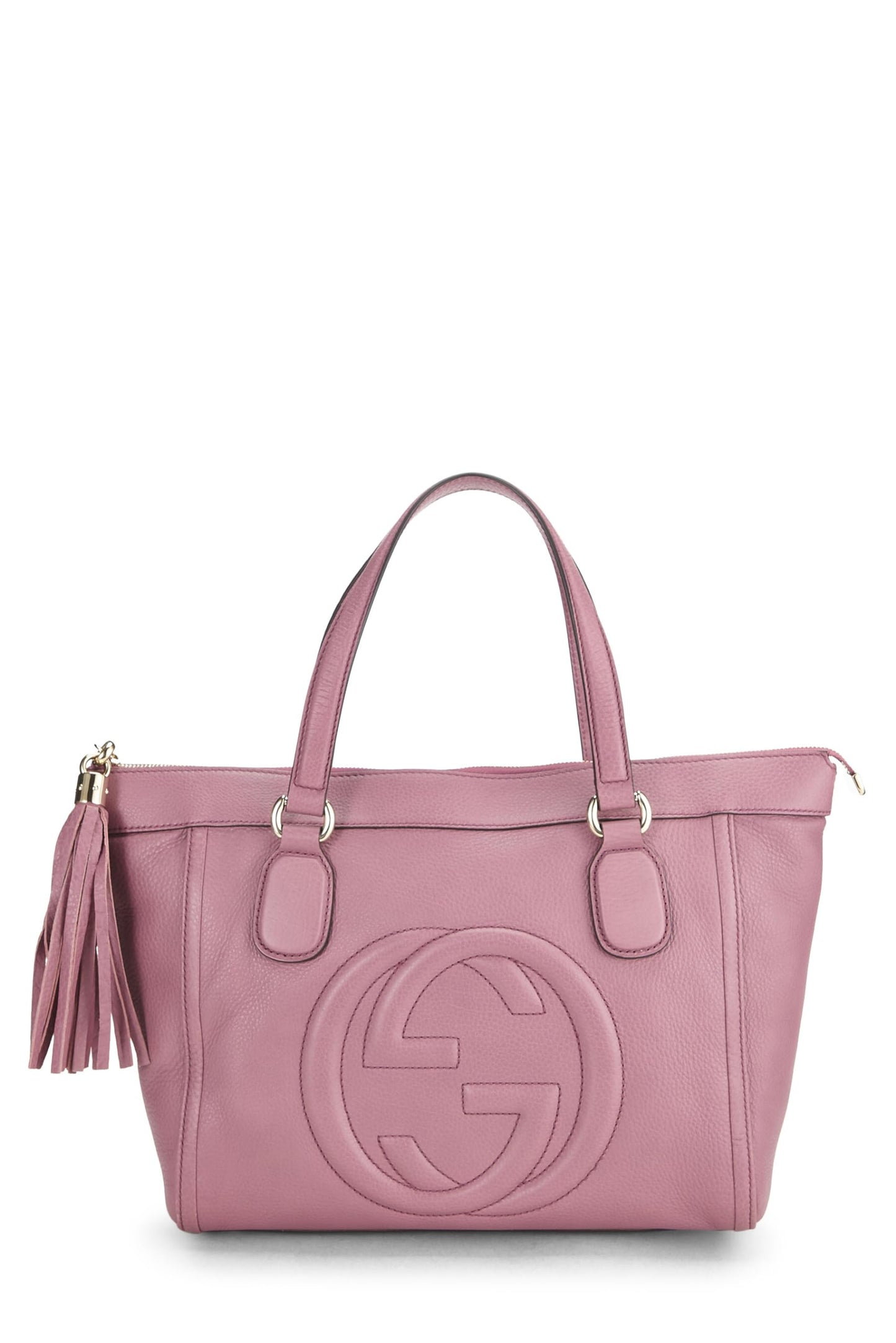 Gucci, Pink Grained Leather Soho Zip Tote, Pink