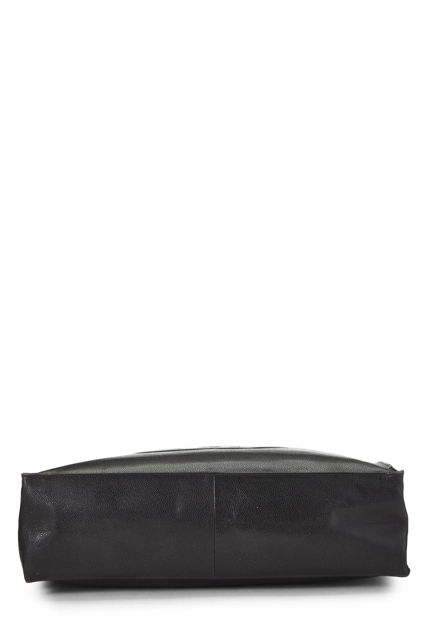 Chanel,  Black Caviar Flat Chain Handle Tote Medium, Black