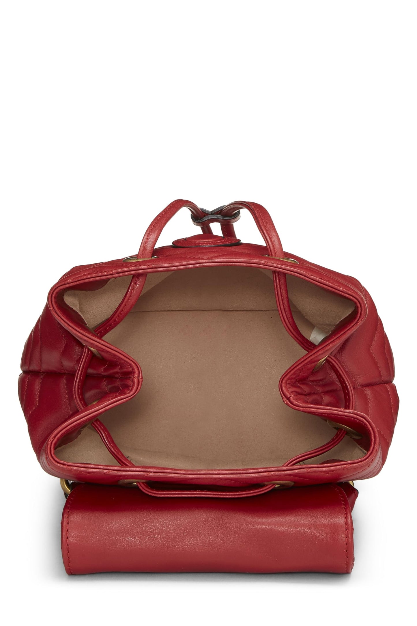 Gucci, Red Leather GG Marmont Backpack Small, Red