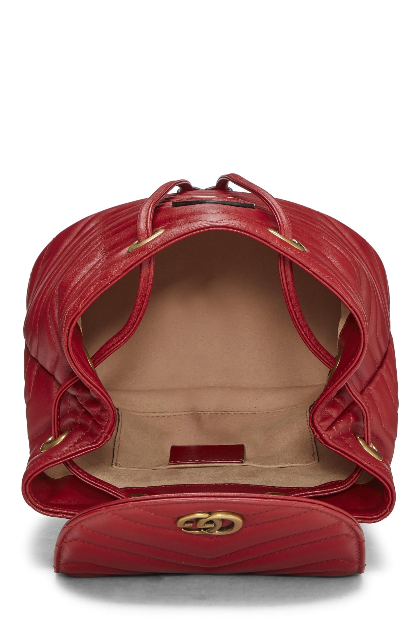 Gucci, Red Leather 'GG' Marmont Backpack Small, Red