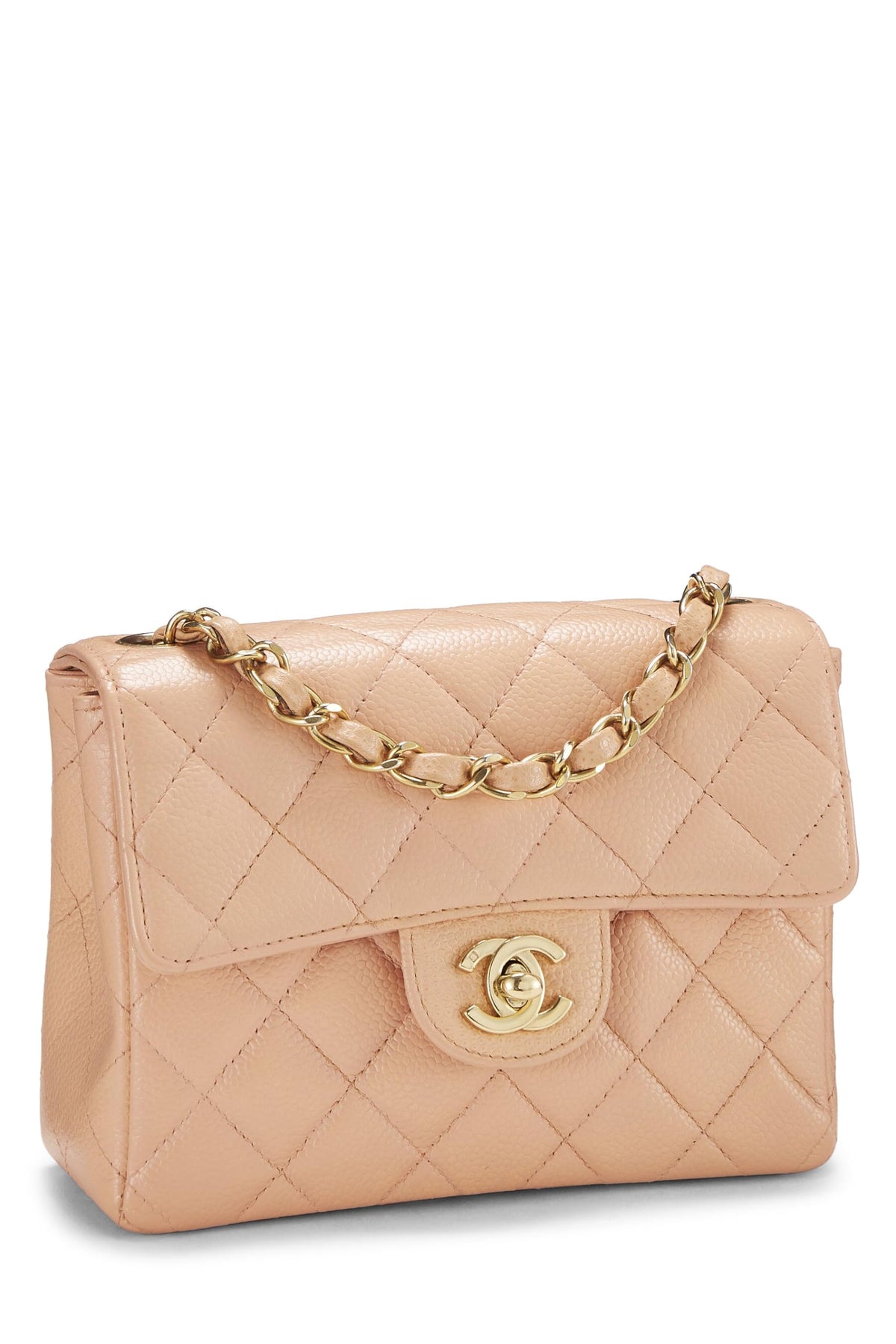 Chanel,  Pink Quilted Caviar Half Flap Mini, Pink