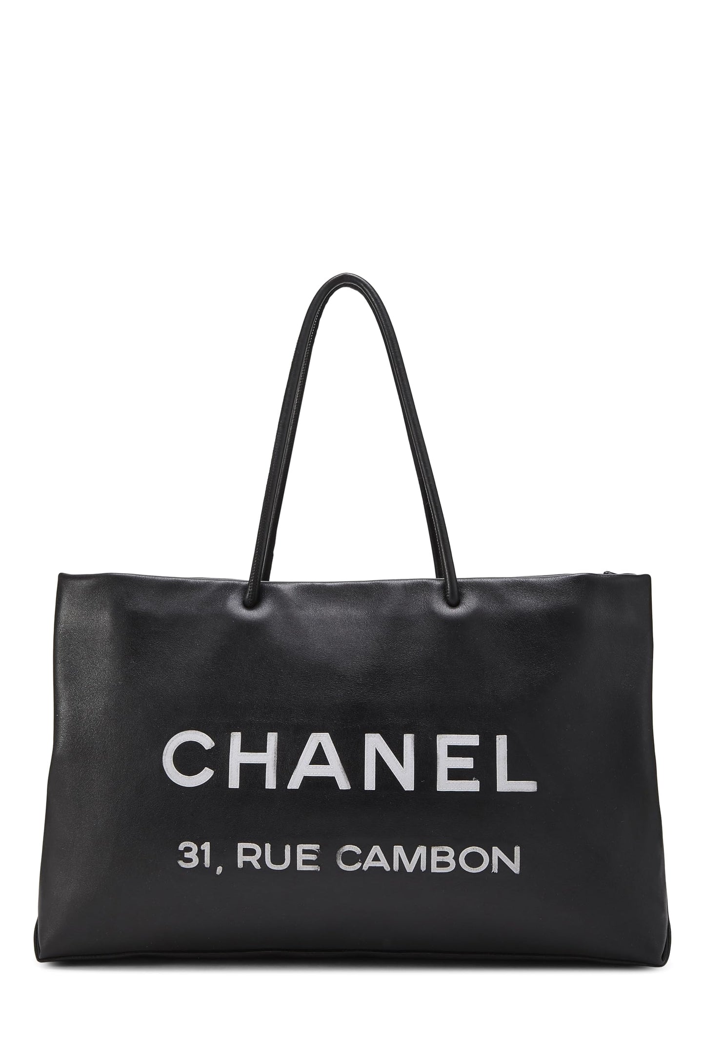 Chanel,  Black Leather Essential Rue Cambon Shopping Tote Medium, Black