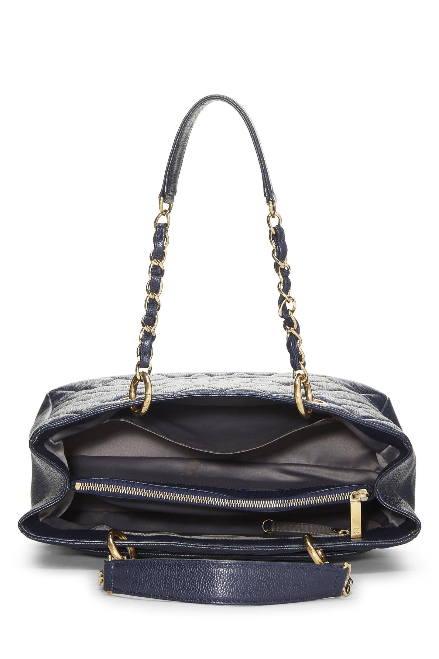 Chanel,  Blue Quilted Caviar Grand Shopping Tote (GST), Blue