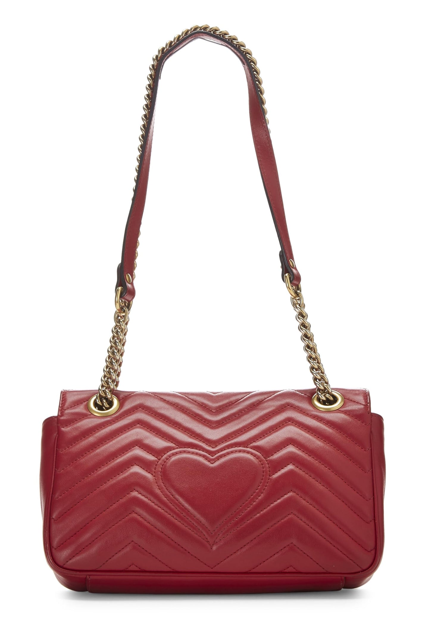 Gucci, Red Matelassé Leather Marmont Shoulder Bag Small, Red