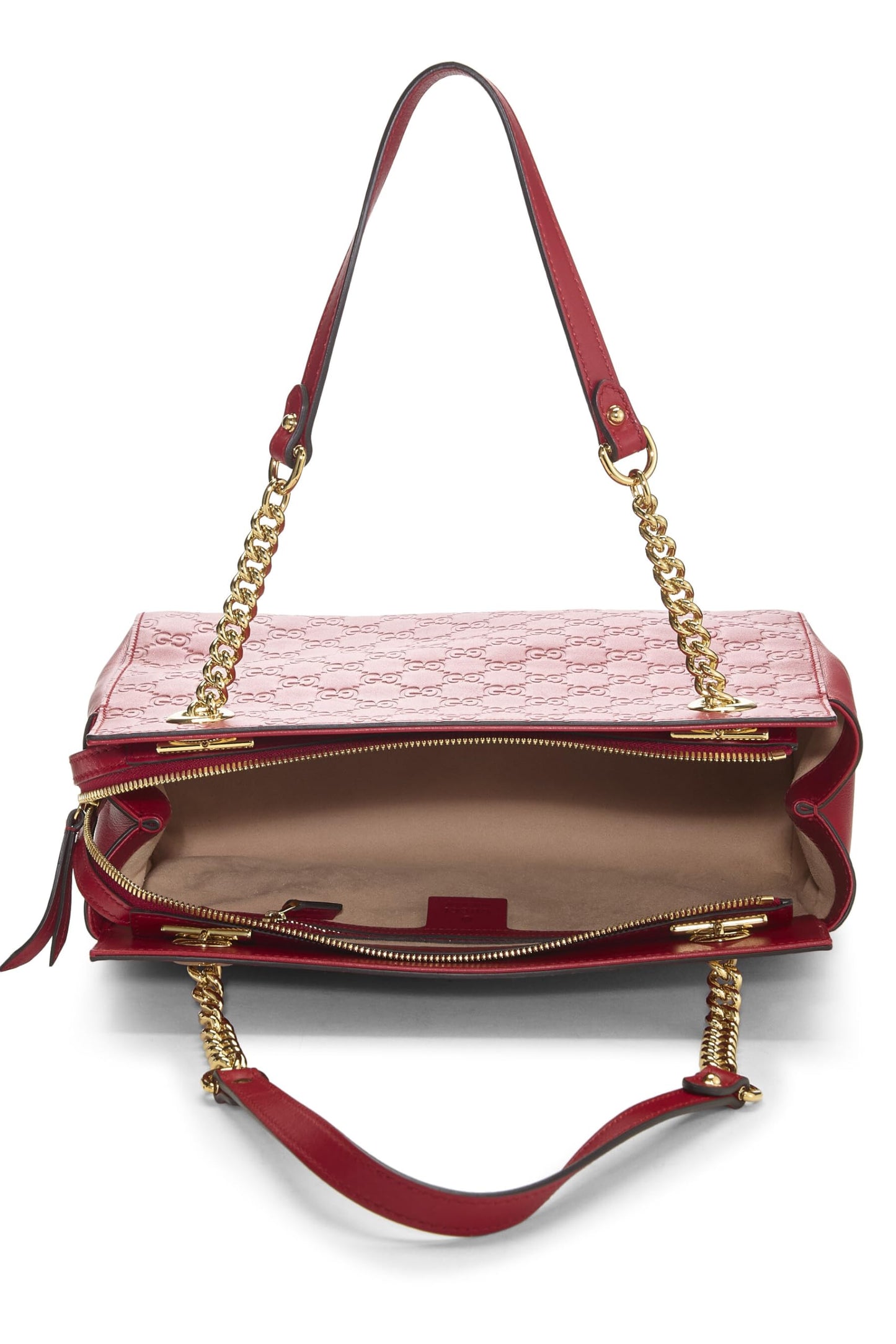Gucci, Red Leather Guccissima Soft Chain Tote Medium, Red