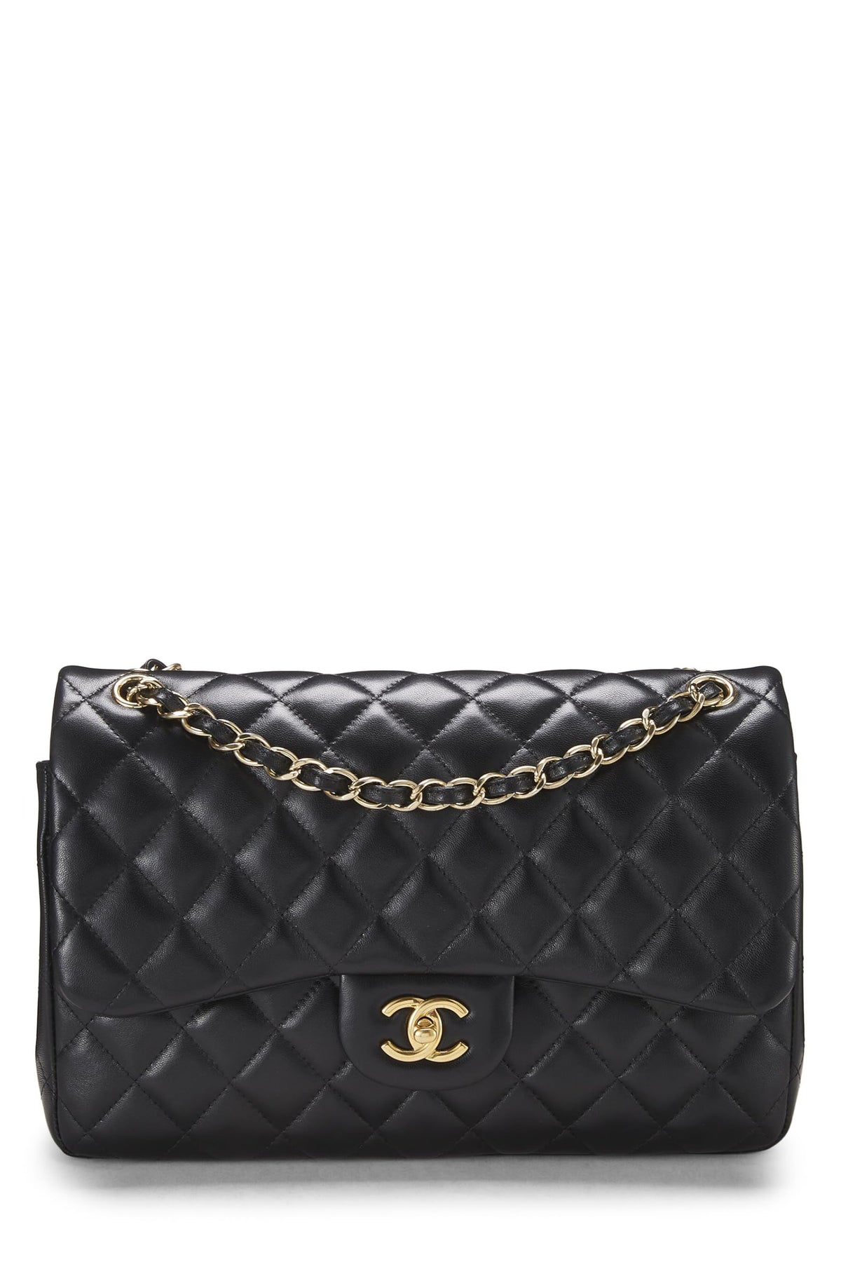 Chanel,  Black Quilted Lambskin New Classic Double Flap Jumbo, Black