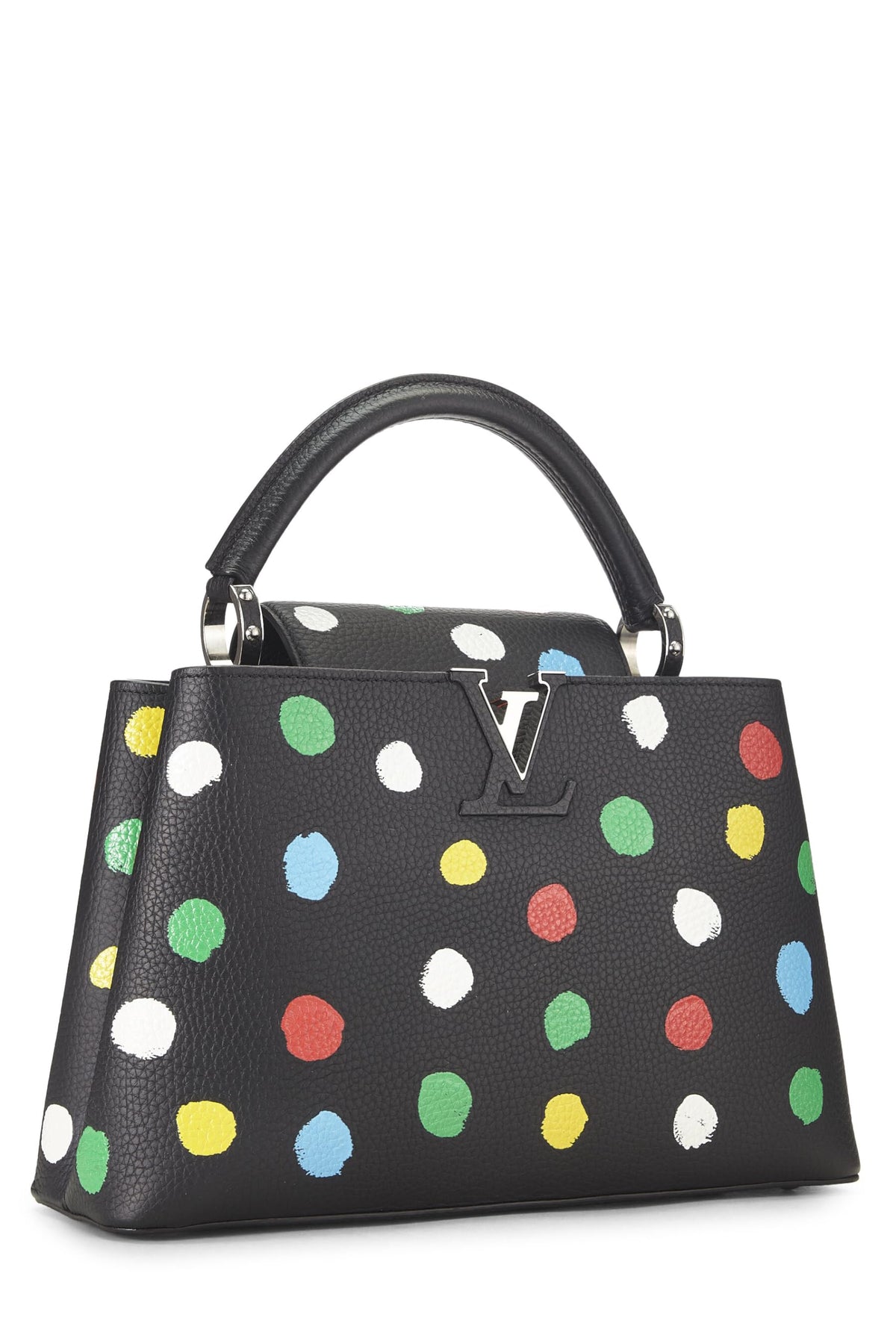 Louis Vuitton,  LV x YK Black & White Taurillon Capucines MM, Black