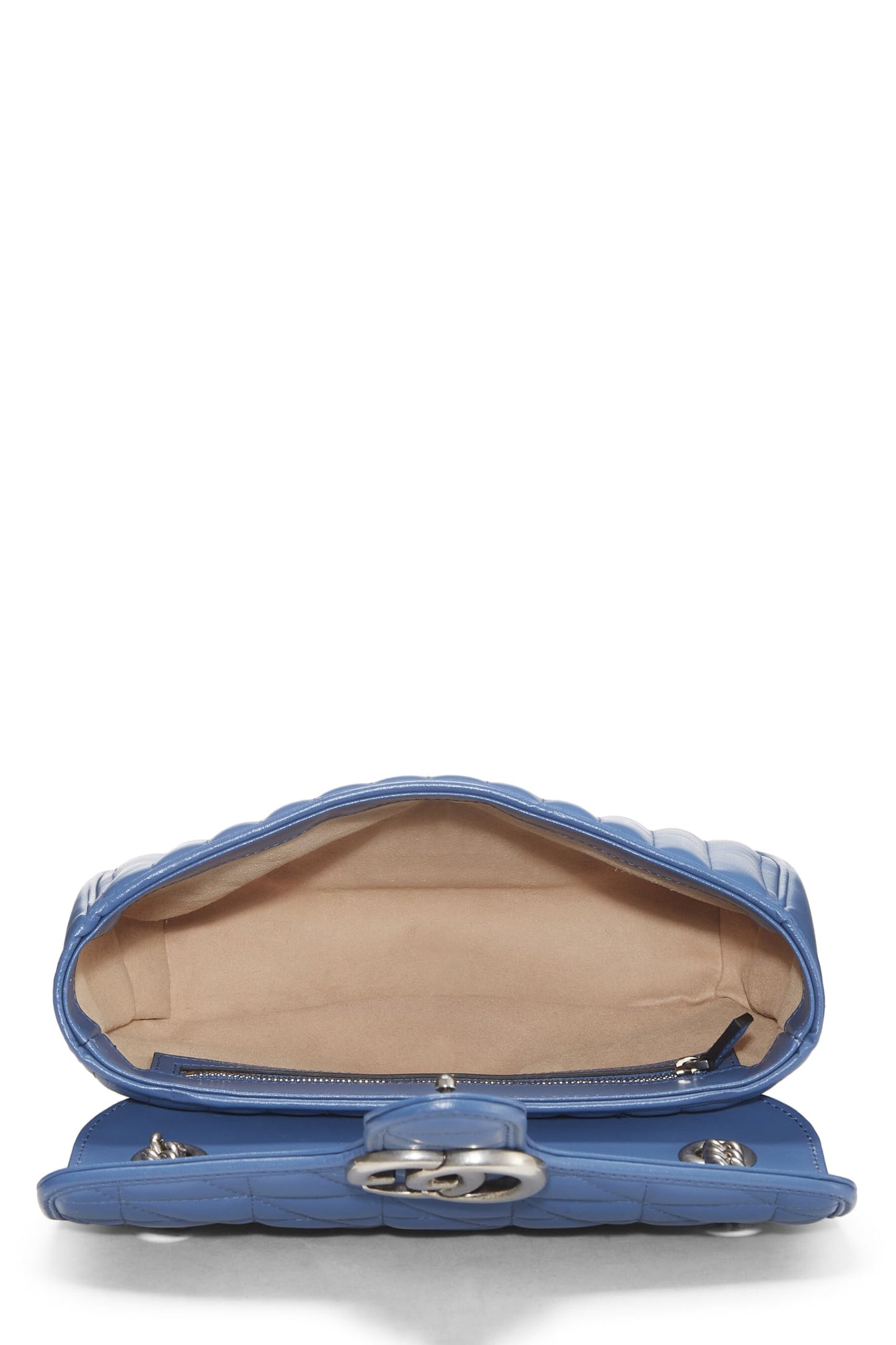 Gucci, Blue Leather Marmont Matelassé Shoulder Bag, Blue