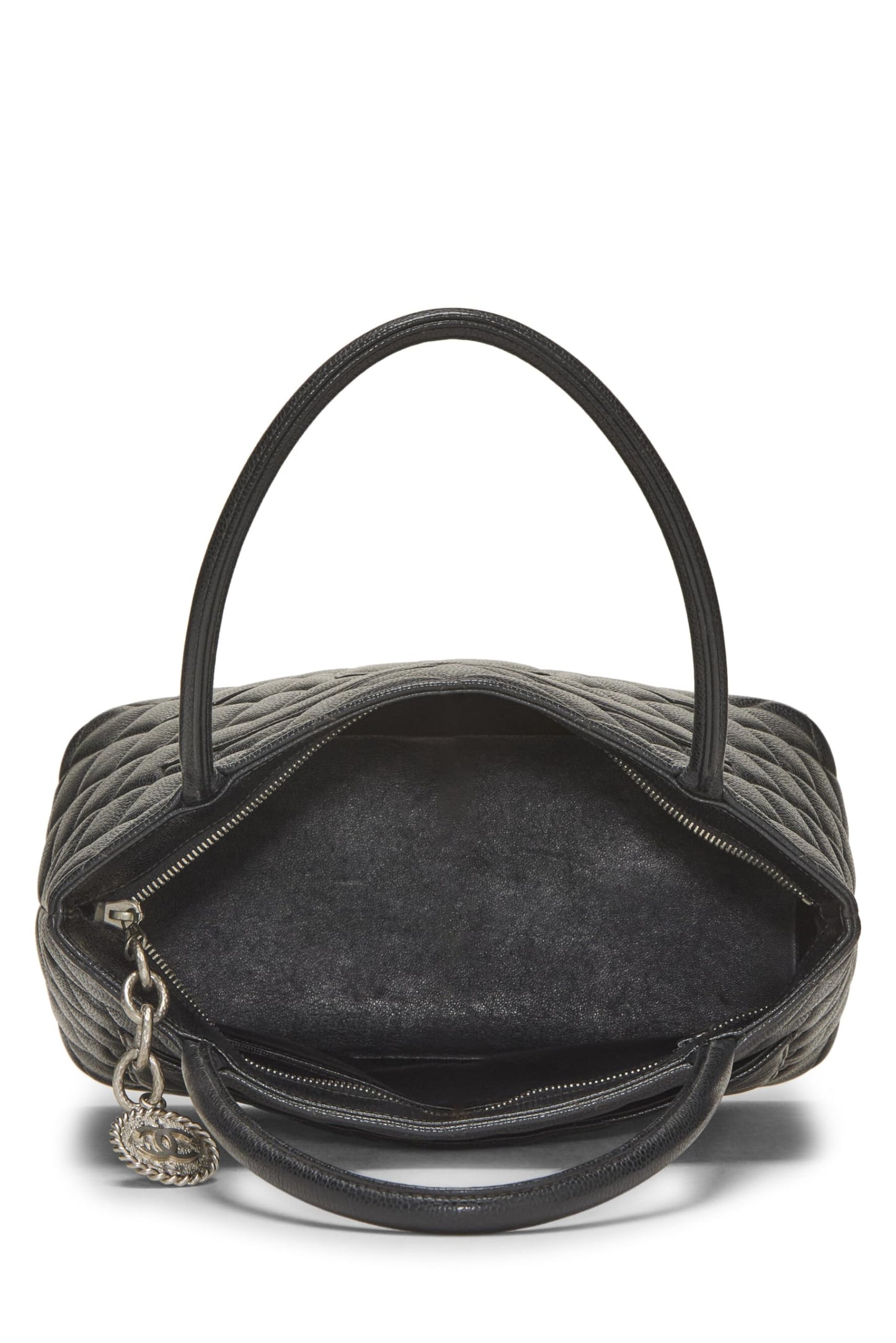 Chanel,  Black Quilted Caviar Medallion Tote, Black