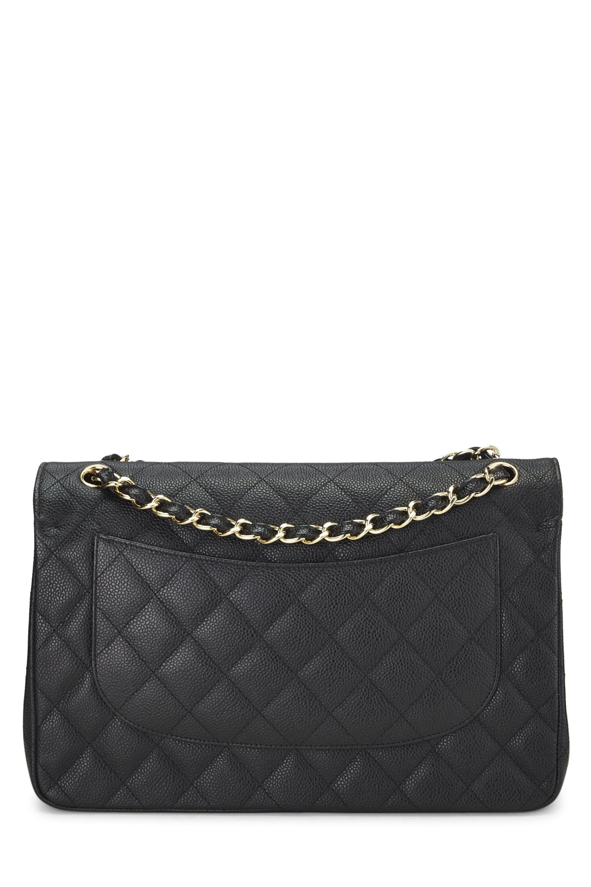 Chanel,  Black Quilted Caviar New Classic Double Flap Jumbo, Black