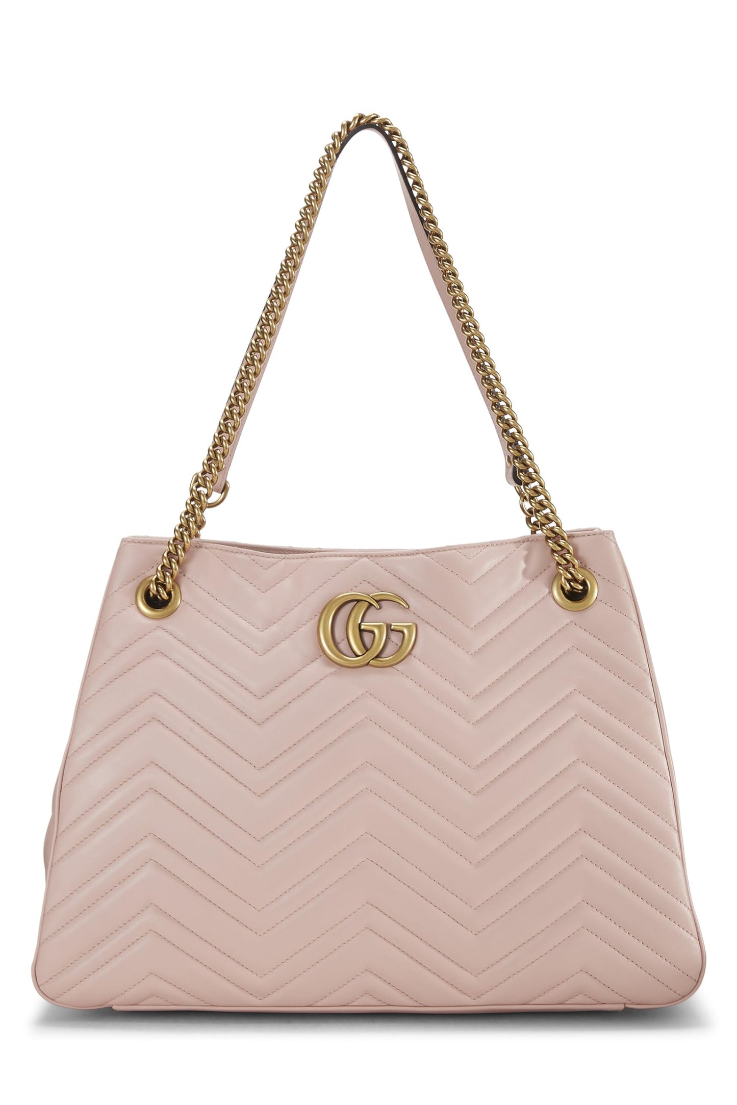 Gucci, Pink Leather GG Marmont Chain Tote, Pink