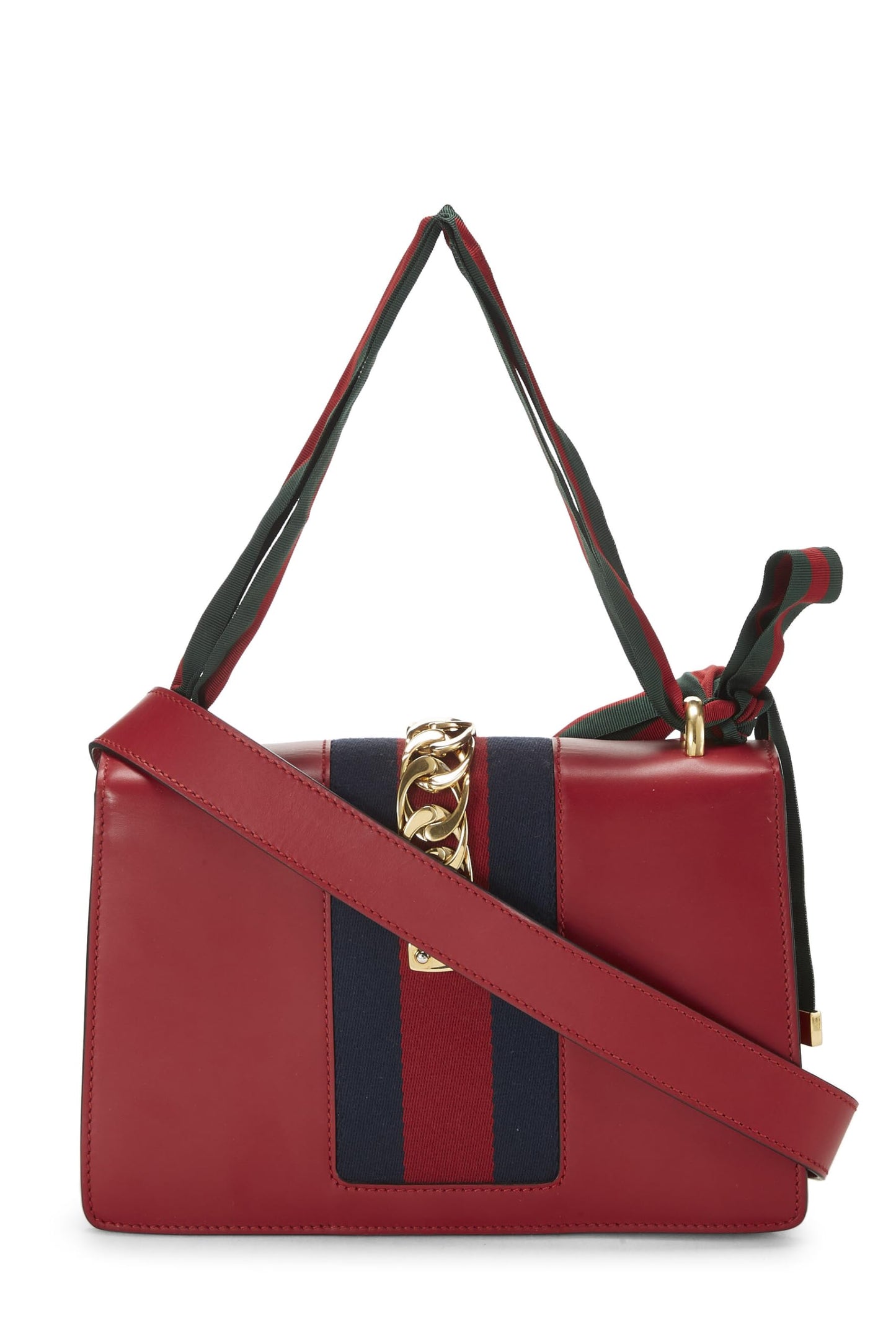 Gucci, Red Leather Sylvie Shoulder Bag, Red