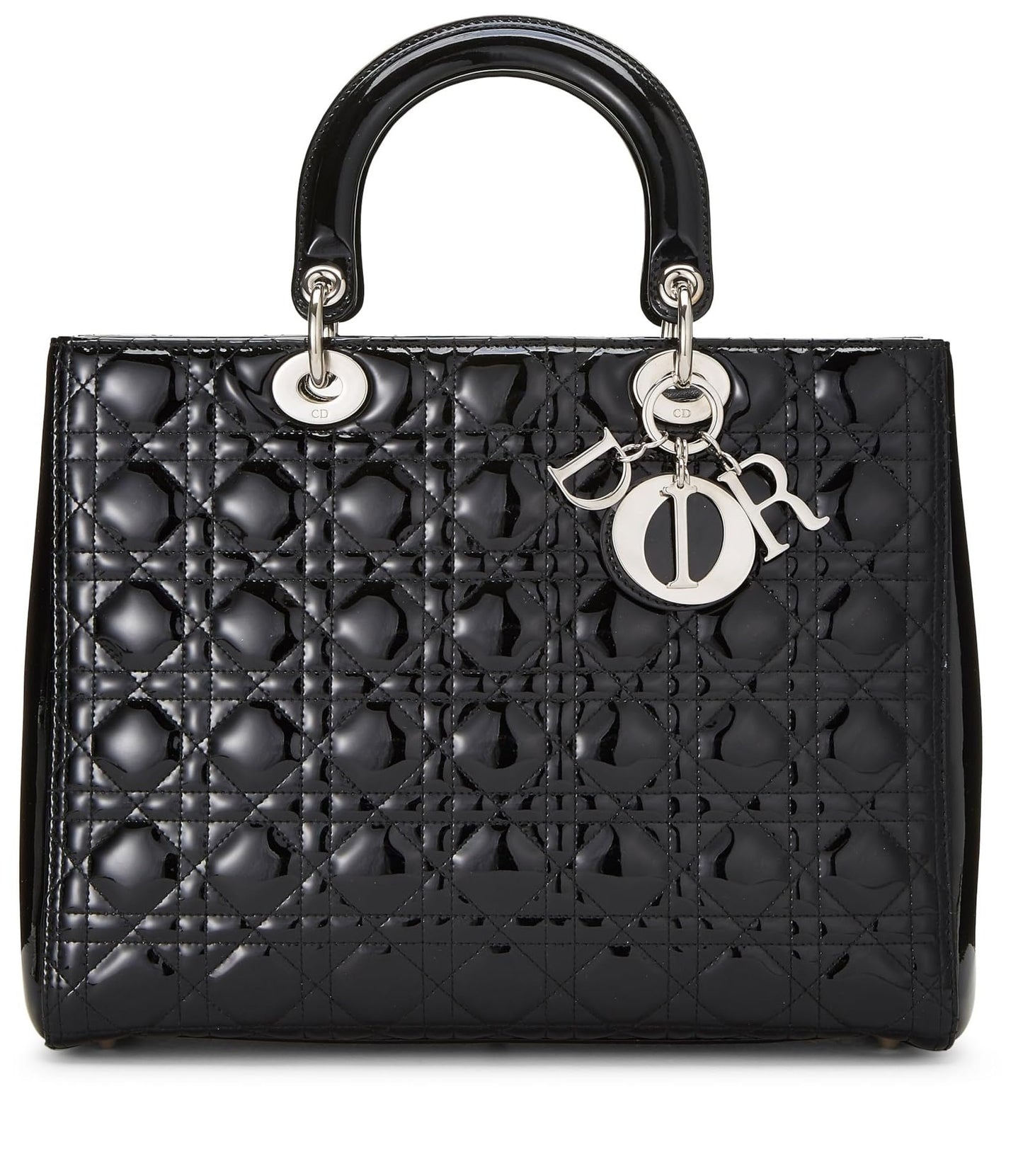 Dior,  Black Cannage Patent Leather Lady Dior Large, Black