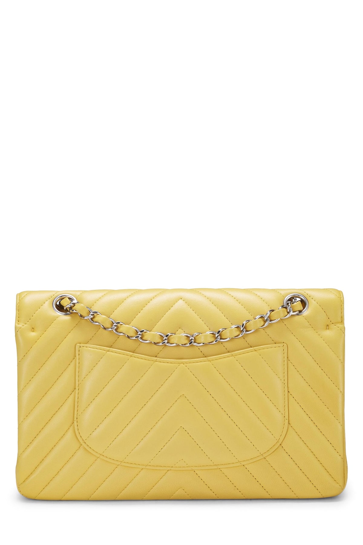 Chanel,  Yellow Chevron Lambskin Classic Double Flap Medium, Yellow