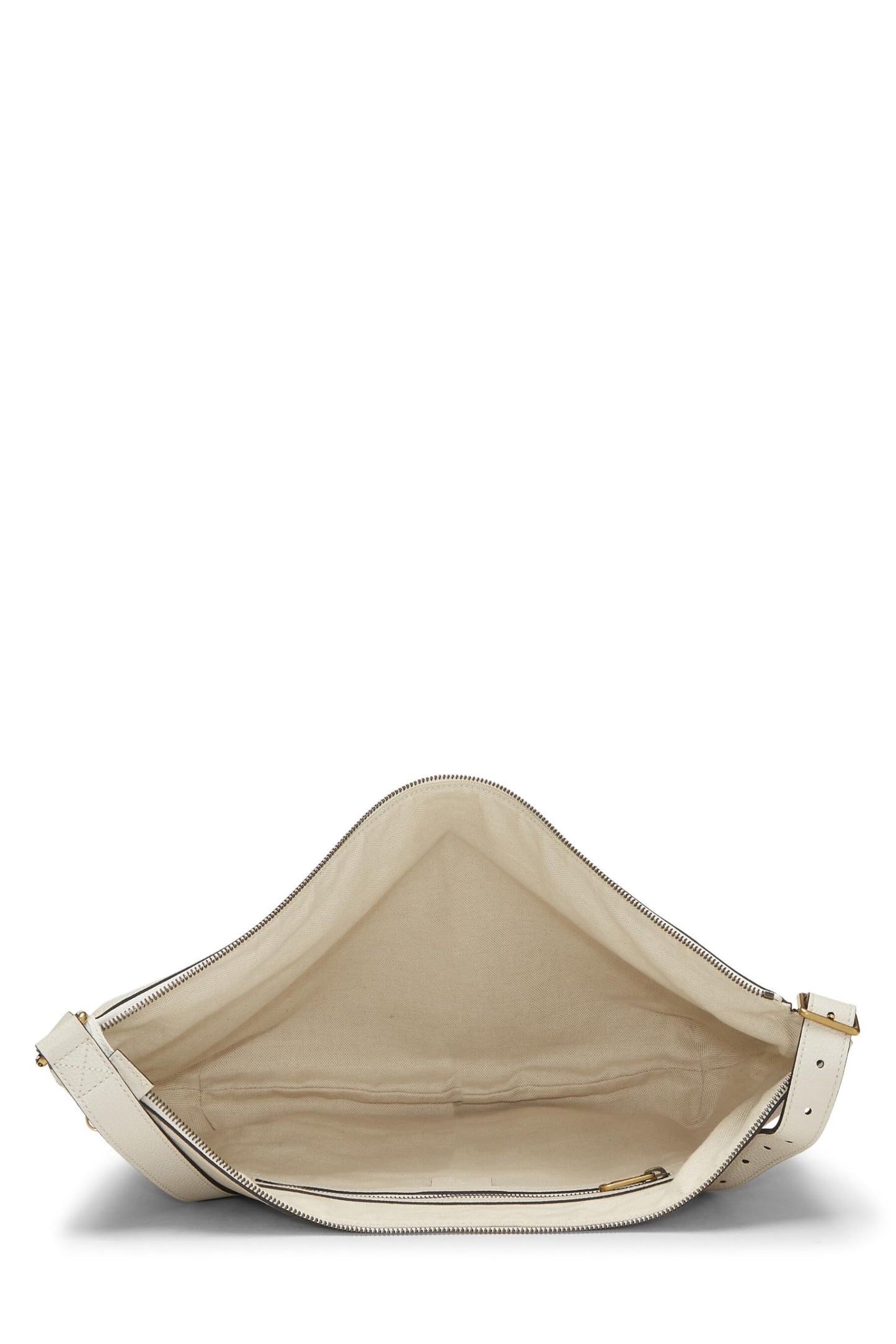 Gucci, White Leather Logo Print Half Moon Hobo, White