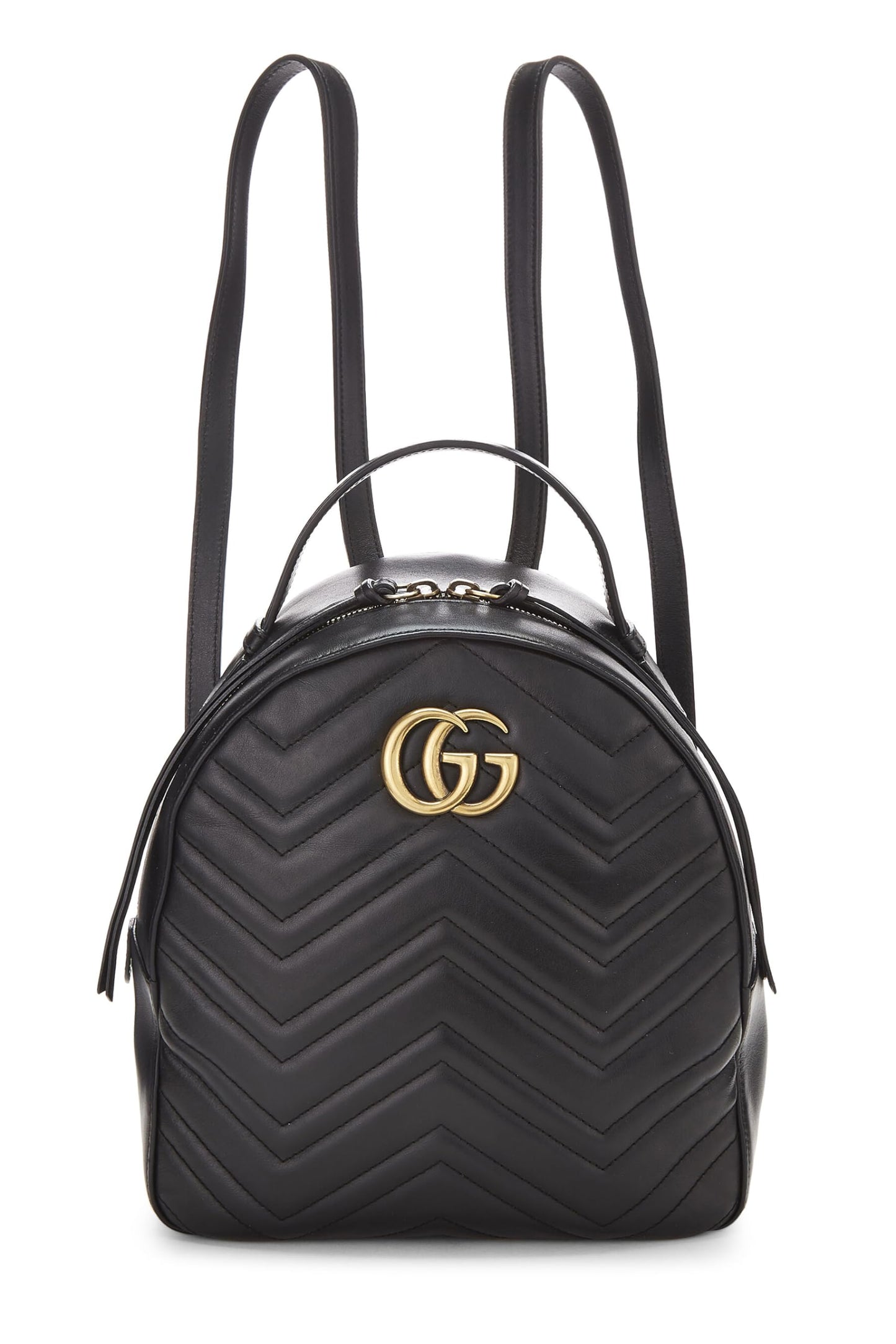 Gucci, Black Leather GG Marmont Backpack, Black