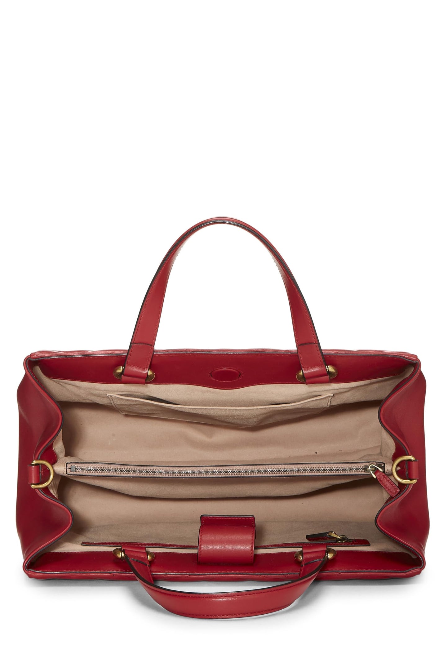 Gucci, Red Leather GG Marmont Top Handle Bag Medium, Red