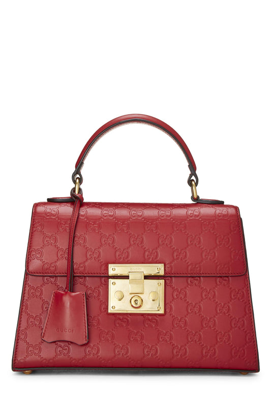 Gucci, Red Guccissima Padlock Handbag Small, Red