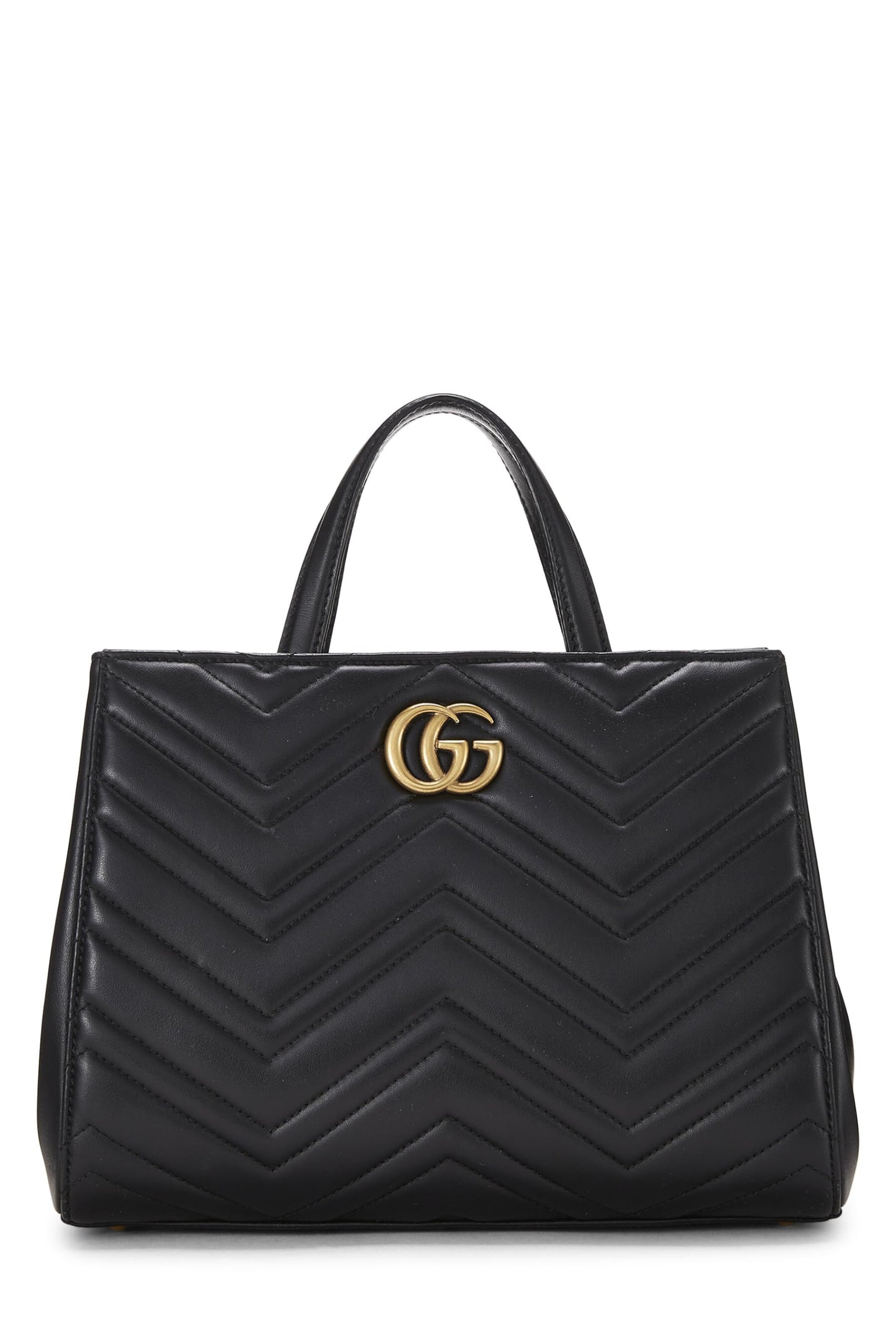 Gucci, Black Leather GG Marmont Top Handle Bag Small, Black