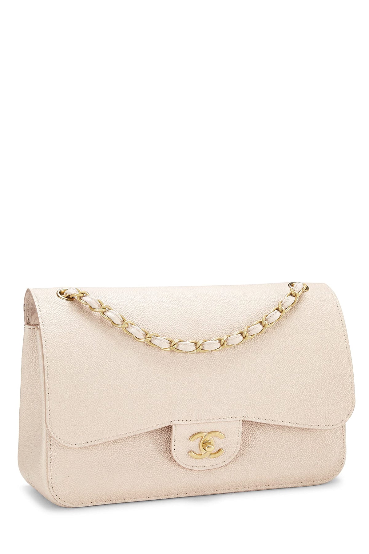 Chanel,  Pink Caviar Pure Double Flap Jumbo, Pink