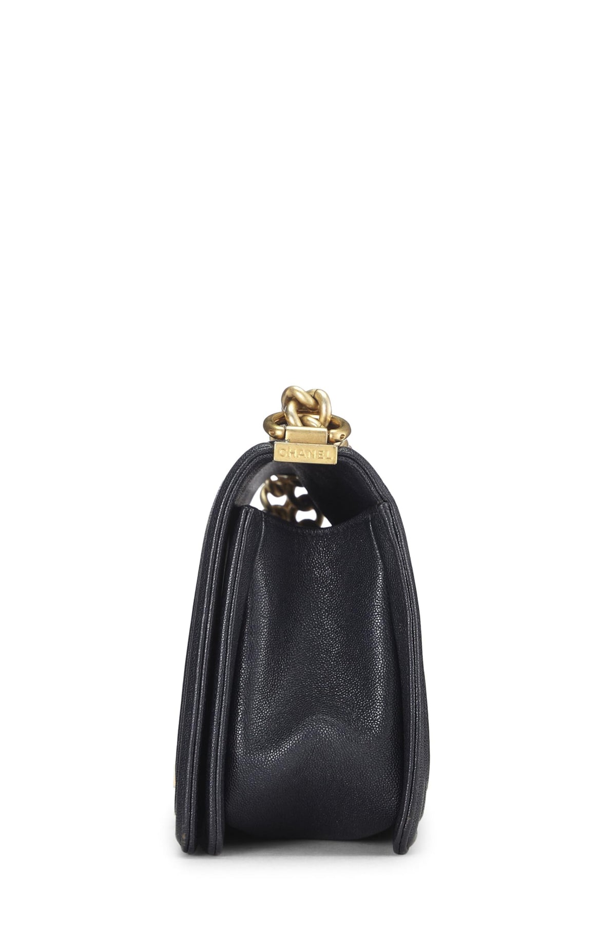 Chanel,  Navy Quilted Caviar Boy Bag Medium, Blue