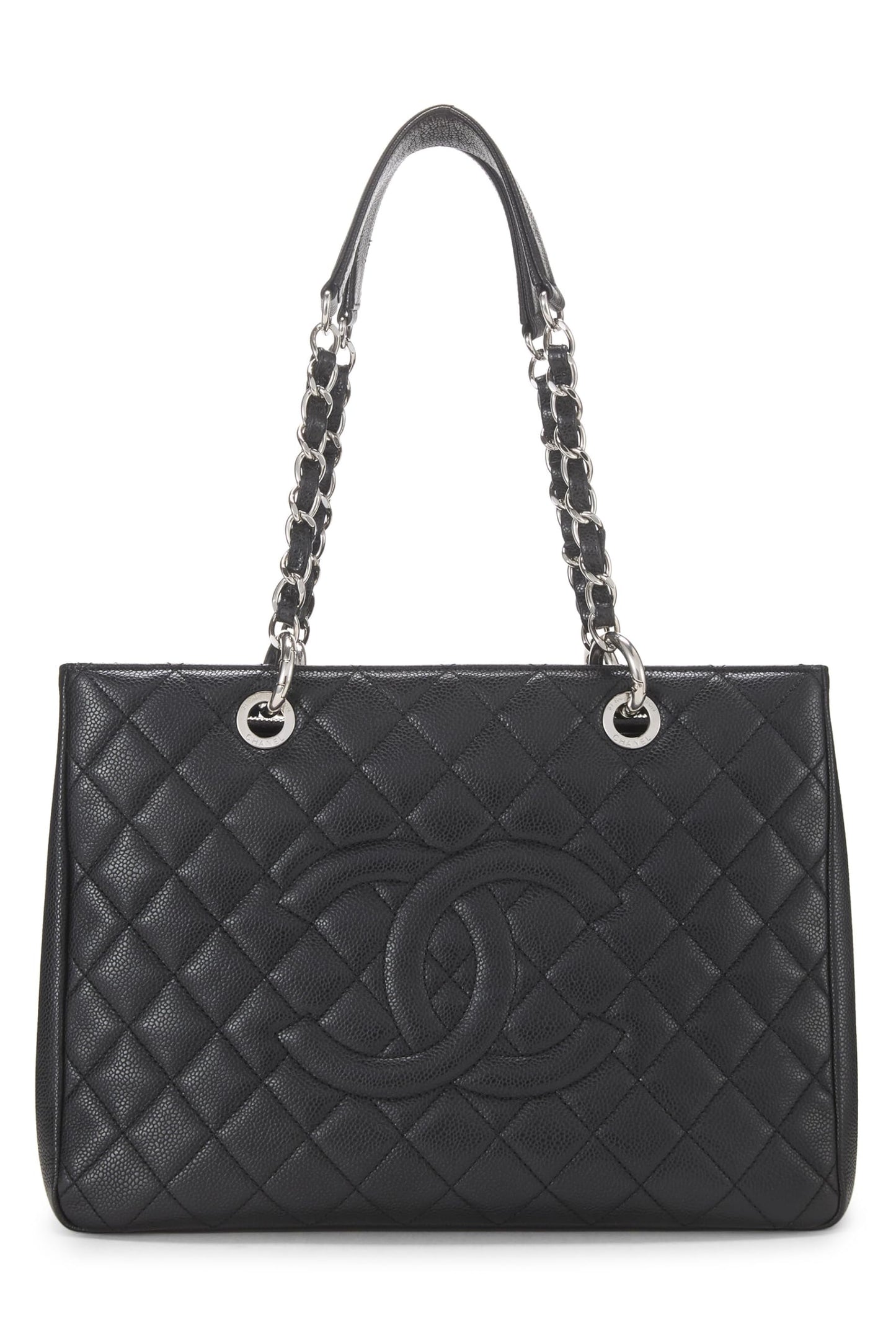 Chanel,  Black Quilted Caviar Grand Shopping Tote (GST), Black
