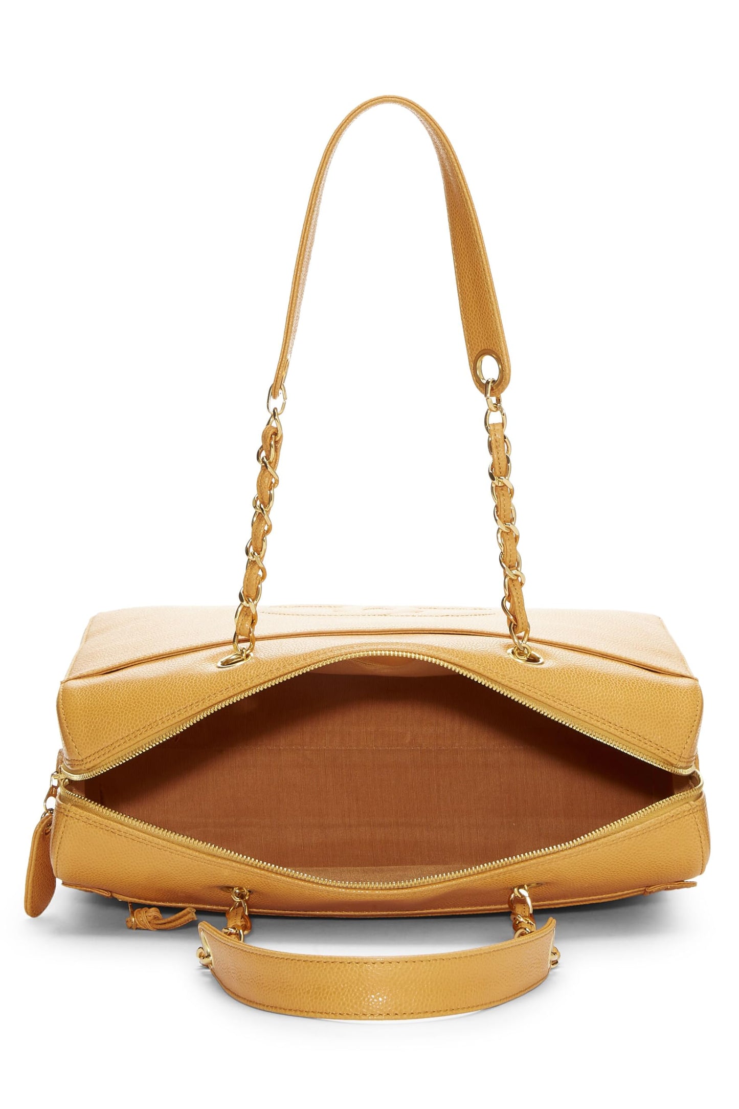 Chanel,  Orange Caviar Zip Tote Small, Orange