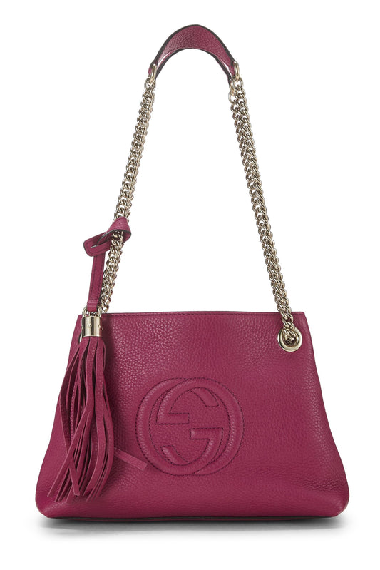 Gucci, Pink Leather Soho Chain Tote Small, Pink