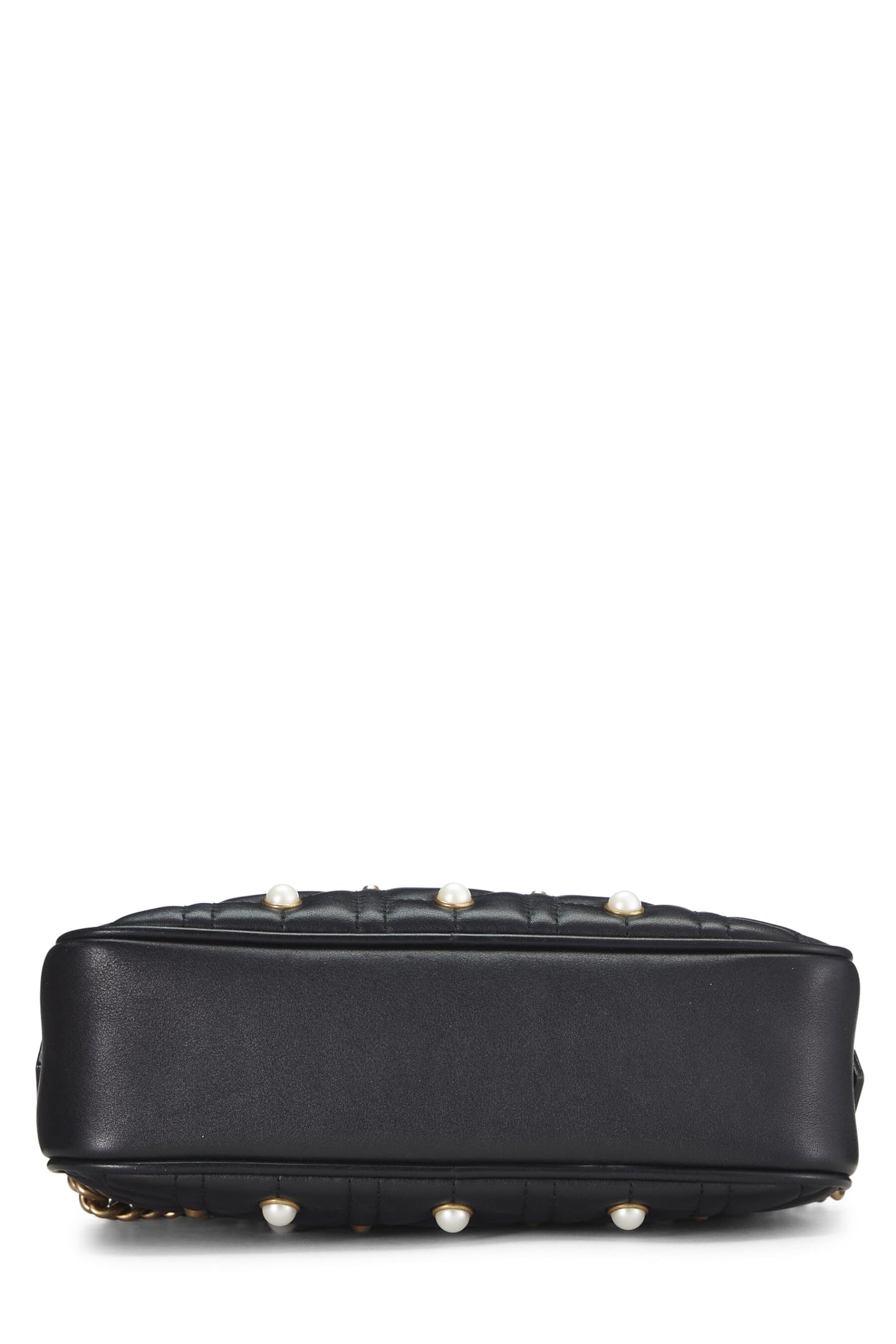 Gucci, Black Leather & Faux Pearl GG Marmont Crossbody Small, Black