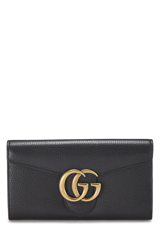 Gucci, Black GG Marmont Leather Long Wallet, Black