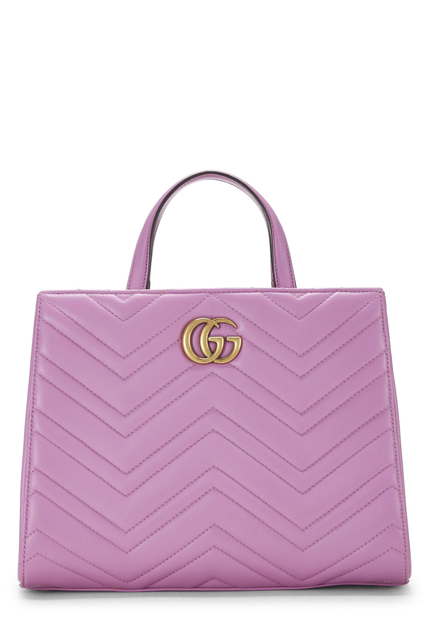 Gucci, Pink Leather GG Marmont Top Handle Bag Small, Pink