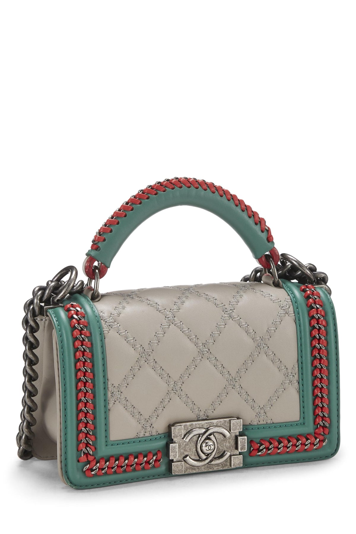 Chanel,  Paris-Salzburg Multicolor Braided Around Top Handle Boy Bag Small, Multi