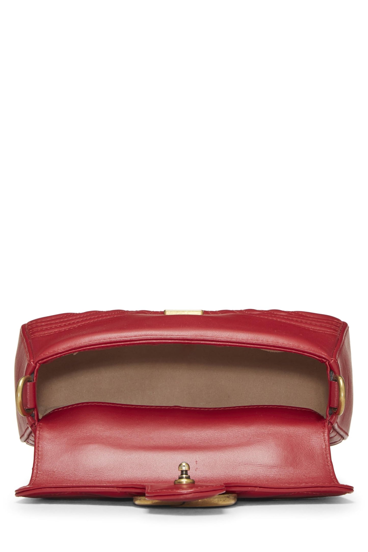 Gucci, Red Leather GG Marmont Top Handle Bag Mini, Red