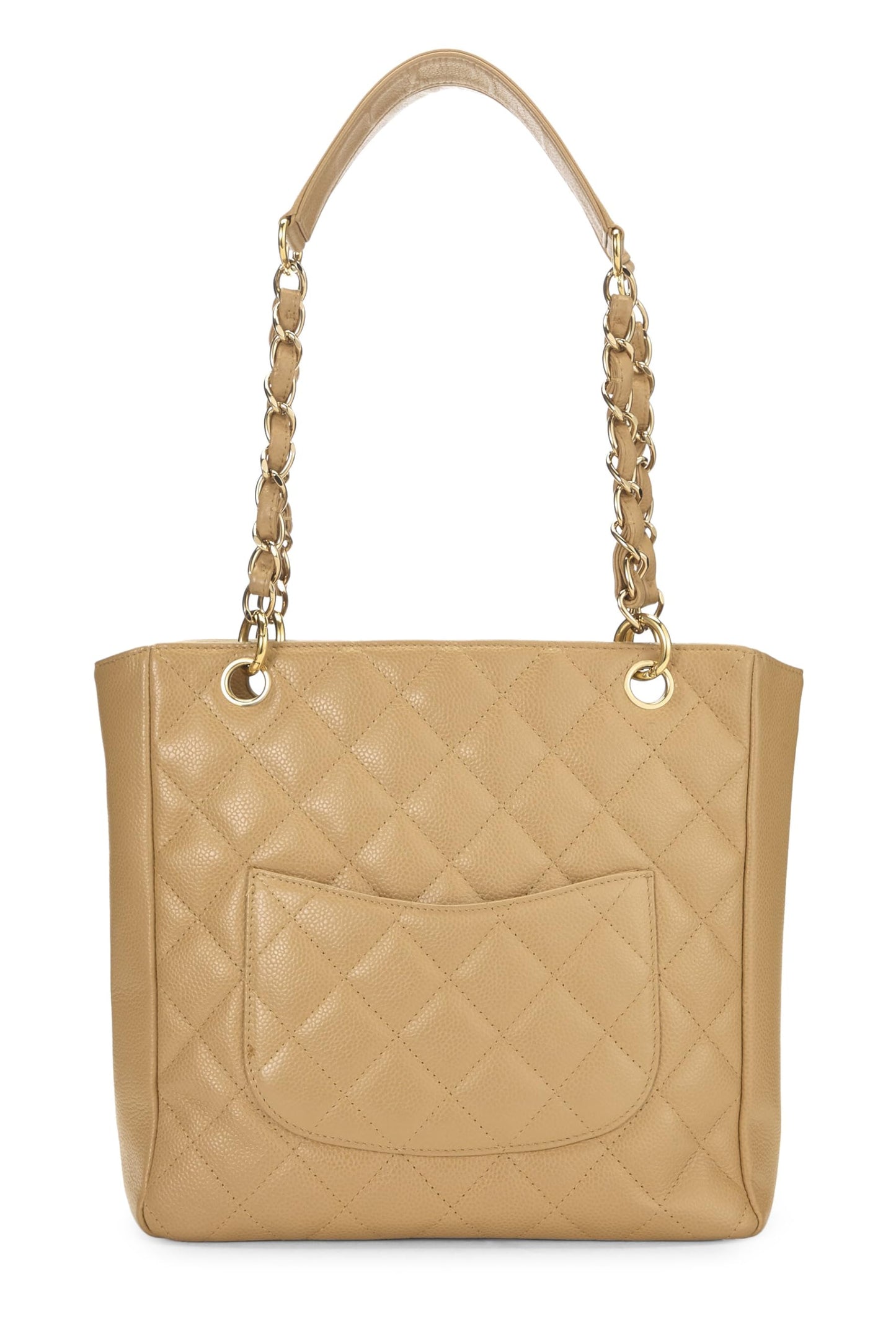 Chanel,  Beige Quilted Caviar Petite Shopping Tote (PST), Beige