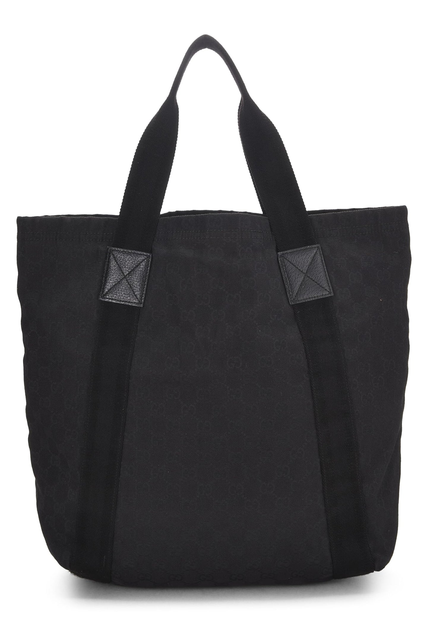 Gucci, Black Original GG Canvas Flat Web Tote, Black
