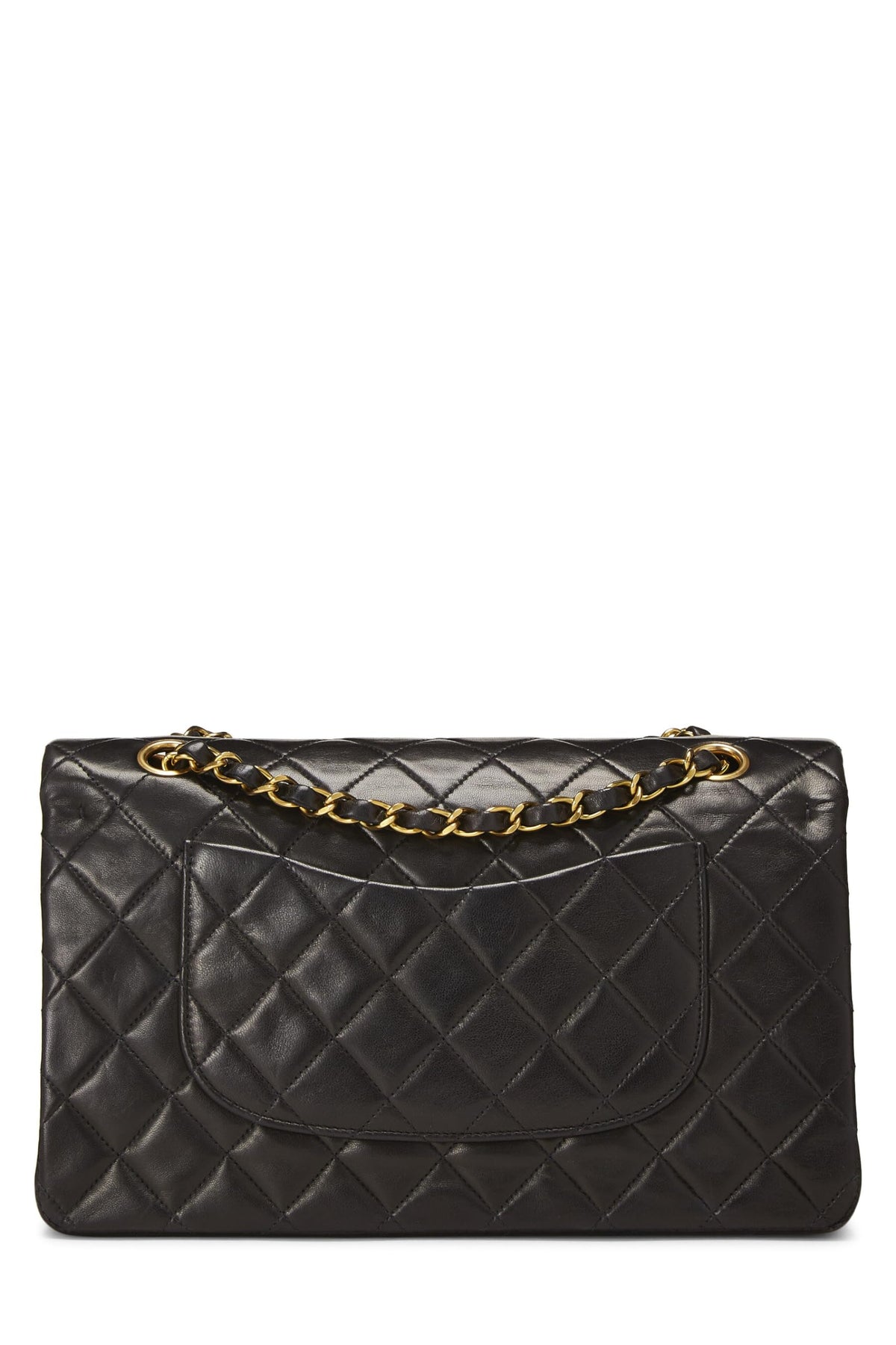 Chanel,  Black Quilted Lambskin Classic Double Flap Medium, Black