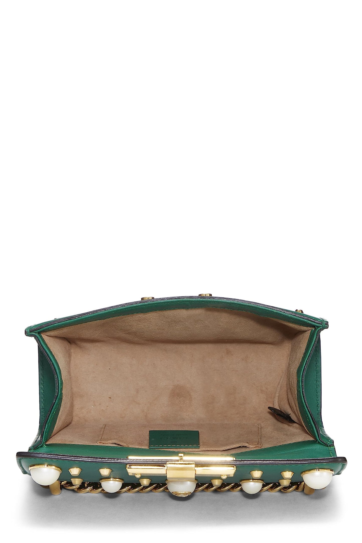Gucci, Green Leather Studded Padlock Shoulder Bag Small, Green